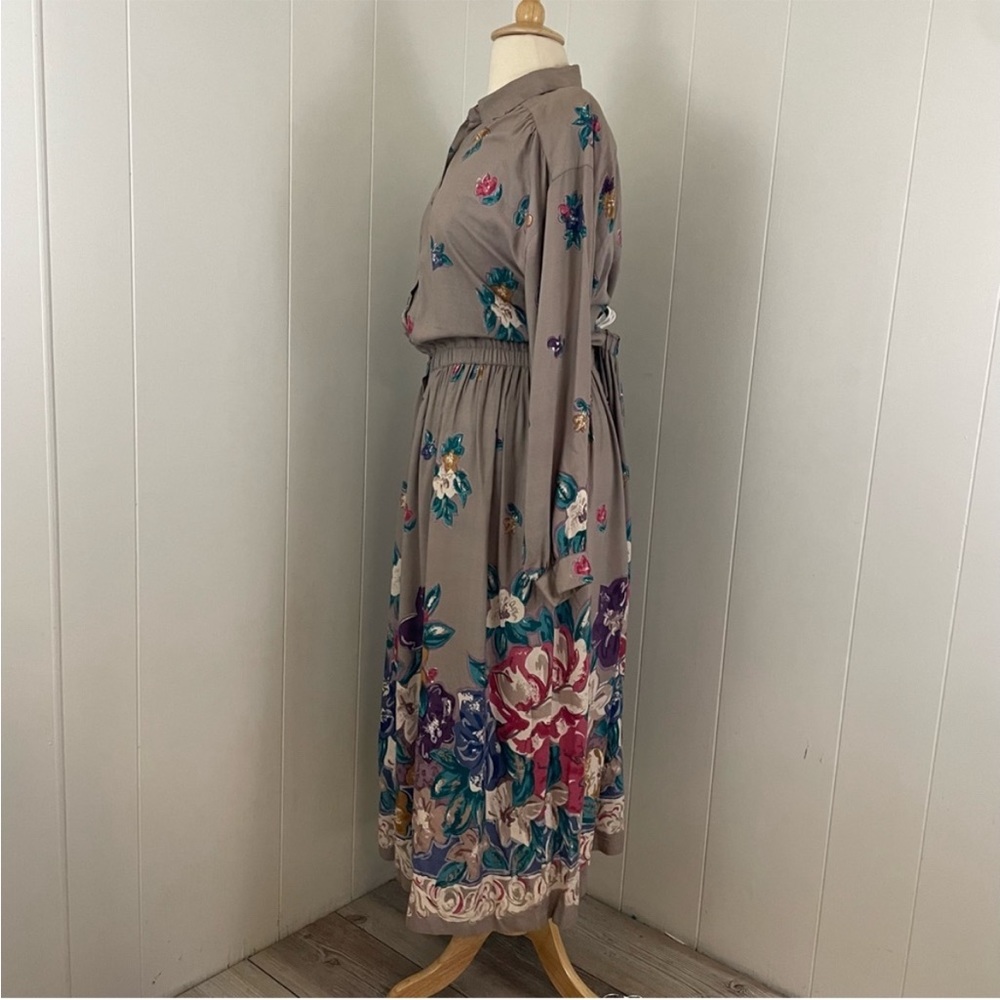 90s Floral Shirt Dress Women’s 14‎ Vintage Long Sleeve A-Line Cottage Prairie - Picture 7 of 7